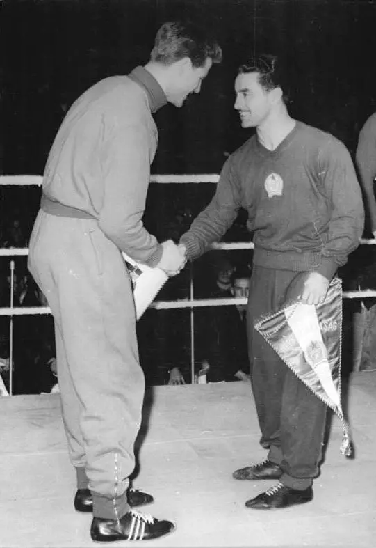Οι Ullrich Nitzschke και László Papp το 1955.